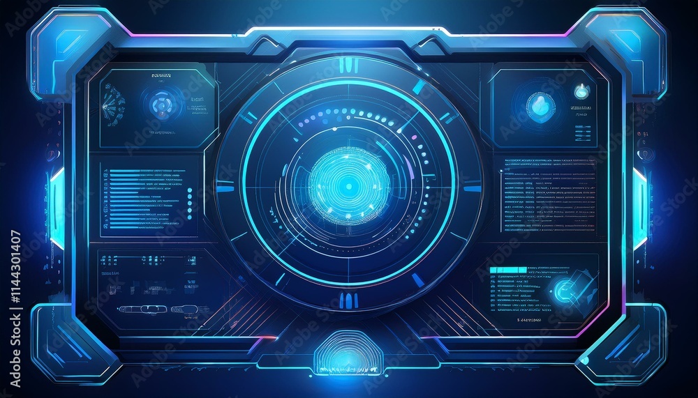 Poster futuristic tech control panel interface