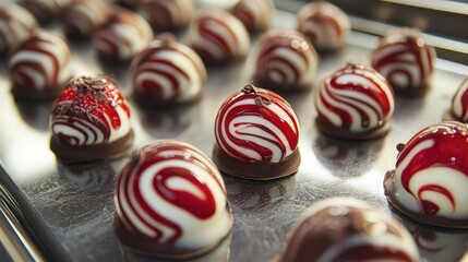 Decorative Chocolate Treats with Swirls and Glossy Finish