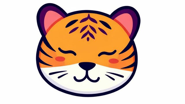 Cute and friendly cartoon tiger face with playful expression showcasing vibrant colors and smooth lines
