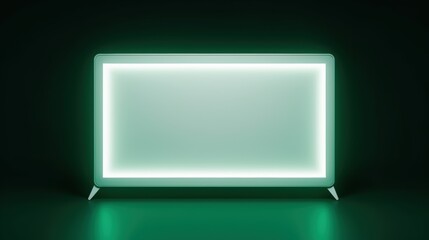 Modern Green-Lit Frame on a Dark Background, Hi-Tech Display Panel