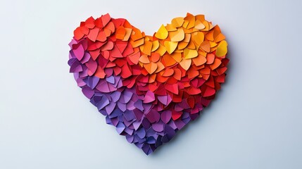 Colorful paper heart art creation many small hearts