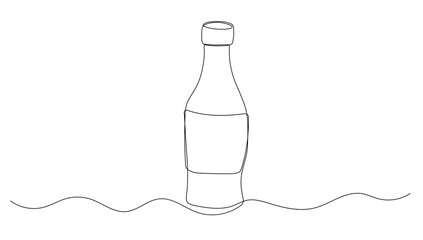Drink bottle one continuous line illustration. Hand drawn doodle sketch of soda on white background