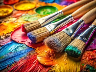 Fototapeta premium Brush and Paint Art Supplies, Painting Supplies, Artist's Brushes, Paint Palette, Creative Painting, Fine Art Supplies, Acrylic Painting, Oil Painting