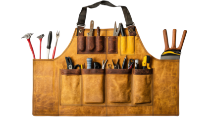 A Versatile Leather Work Apron with Multiple Pockets for Craftsmen and DIY Enthusiasts, Ideal for Various Trades and Hobbies.