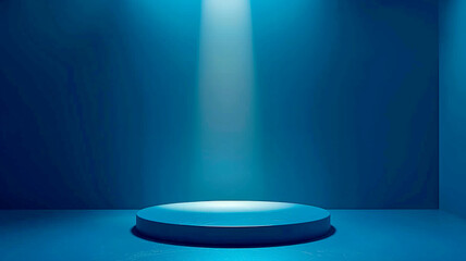 Digital Podium in an Abstract Corner Scene with Soft Lighting Effects