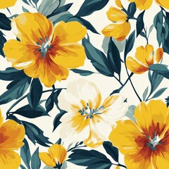 Fototapeta premium Beautiful trendy flower pattern. Big flowers. Fashionable template for design.