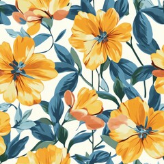 Beautiful trendy flower pattern. Big flowers. Fashionable template for design.