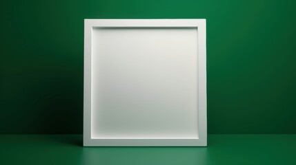  White Frame on a Solid Green Background, Art Display Template