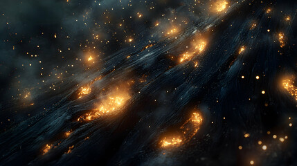 Naklejka premium Burning embers glowing in the dark, smoky texture.