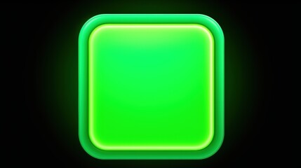 Luminous Green Square on a Black Background, Modern Art Element