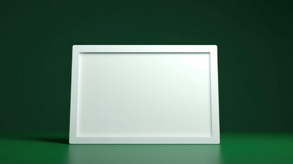 White Rectangular Frame on a Deep Green Background, Art Presentation Template