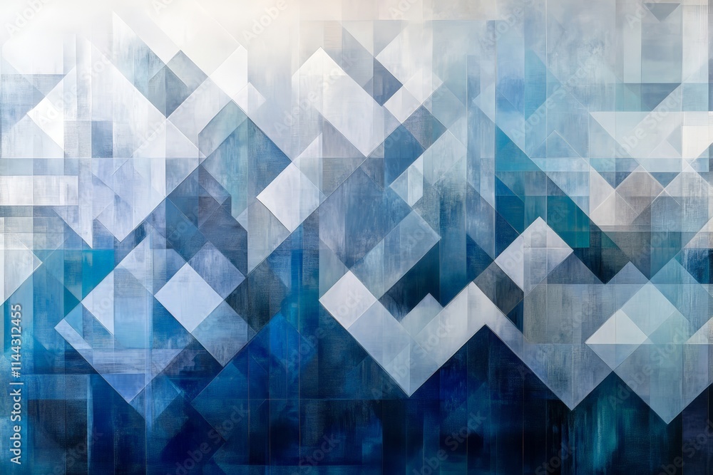 Poster abstract blue geometric patterns: artistic modern background with squares and triangles for interior