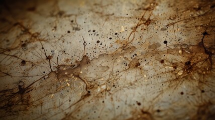 Abstract Brown Ink Splashes and Lines on Beige Surface