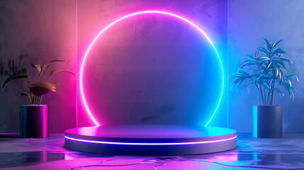 Neon Podium with a Gaming Background for a Dynamic eSports Presentation