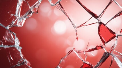 A striking composition of shattered glass with soft pink hues, highlighting the idea of vulnerability, light play, and the unexpected elegance in chaos and transition.