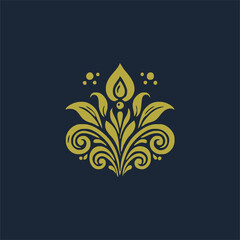 golden decorative elements. Vintage decor floral collection.