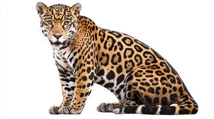 Naklejka premium Jaguar Sitting Still in the Jungle Background