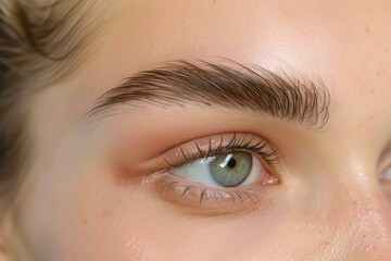 Obraz premium Close up of a woman's eye with perfectly shaped eyebrows after a beauty treatment