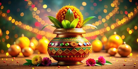 Navratri Kalash Sthapana: 3D Realistic Ram Navami Puja Decorated Kalash Pot