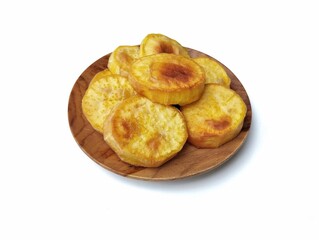 Goreng ubi or sweet potato fried isolated on white background 