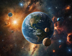 Earth in a beautiful solar system