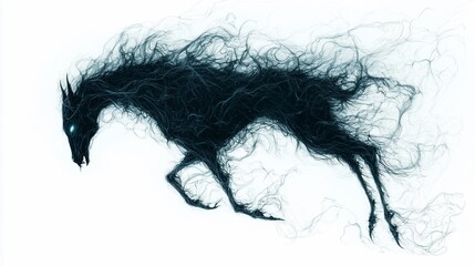 Dark, ethereal horse, smoky, mystical creature in motion.