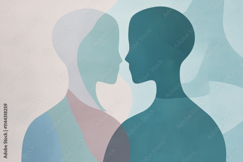 Aufkleber abstract minimalist silhouette art of two intertwined figures symbolizing connection and emotion in 