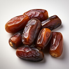 Obraz premium Dried Medjool Dates Top view isolated on White Background with Side Lighting