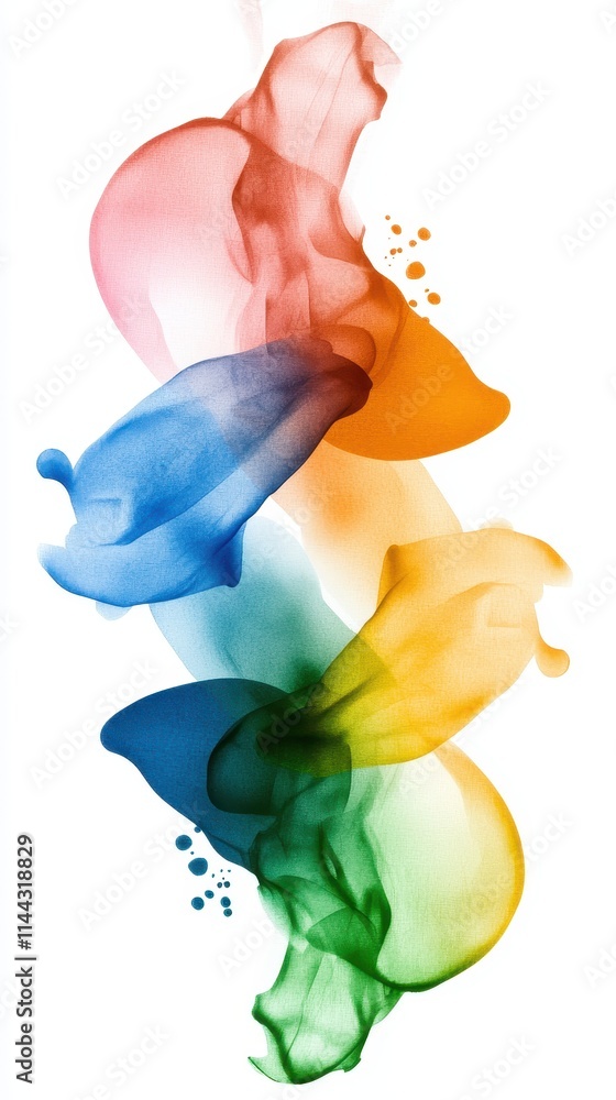 Poster colorful abstract ink swirls in vibrant flowing patterns and shapes