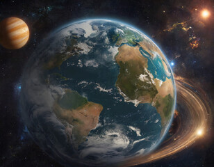 Earth in a beautiful solar system