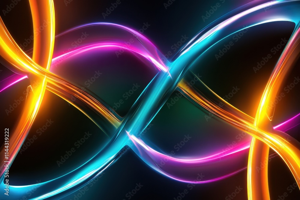 Poster colorful wave patterns with light trails and abstract background