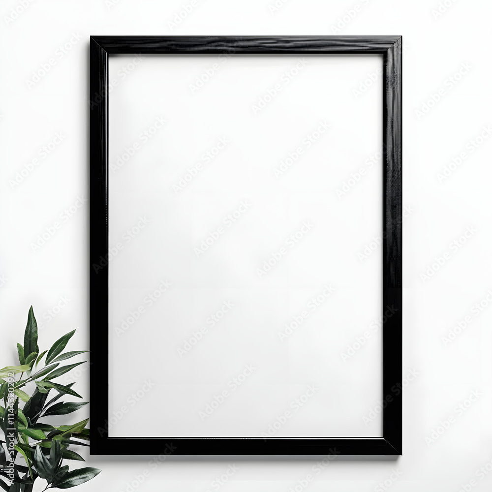 Poster realistic thin photo frame mockup. simple clean portrait large a3, a4 artistic frame mock-up isolate