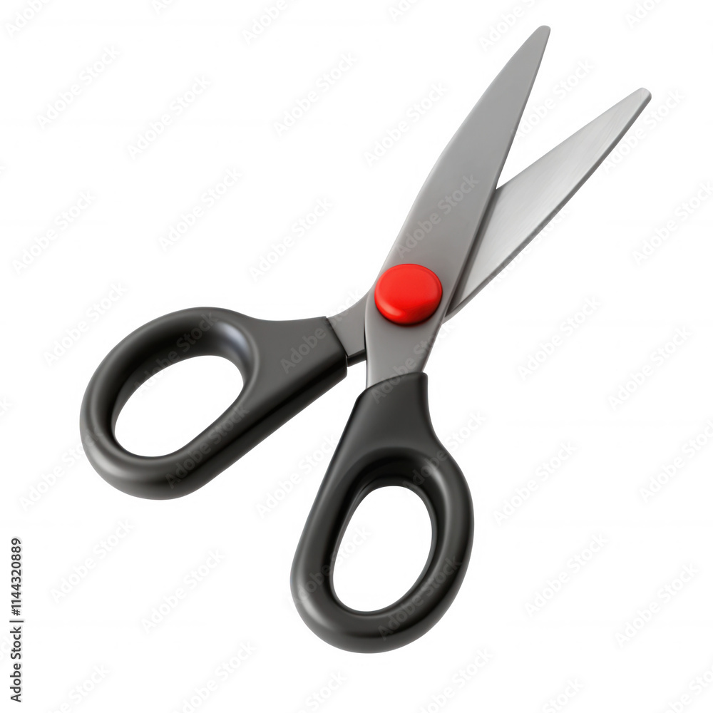 Aufkleber an image of a pair of scissors featuring a sleek design with a black body and a red button. ideal fo
