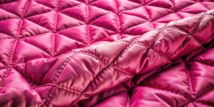 Pink Quilted Velour Fabric Background - Soft Wrinkled Texture, Diamond Stitch Blanket, Puffer Jacket Photography