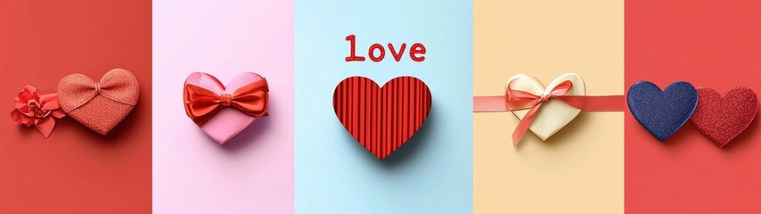  Love Theme with Colorful Hearts and Bows