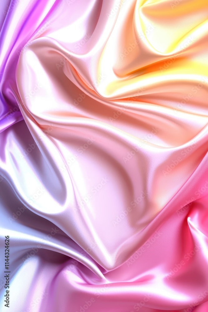 Poster Smooth and Colorful Satin Fabric with Swirling Textures and Patterns