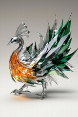 Exquisite glass sculpture of a colorful phoenix art gallery decorative artwork indoor display artistic perspective contemporary design