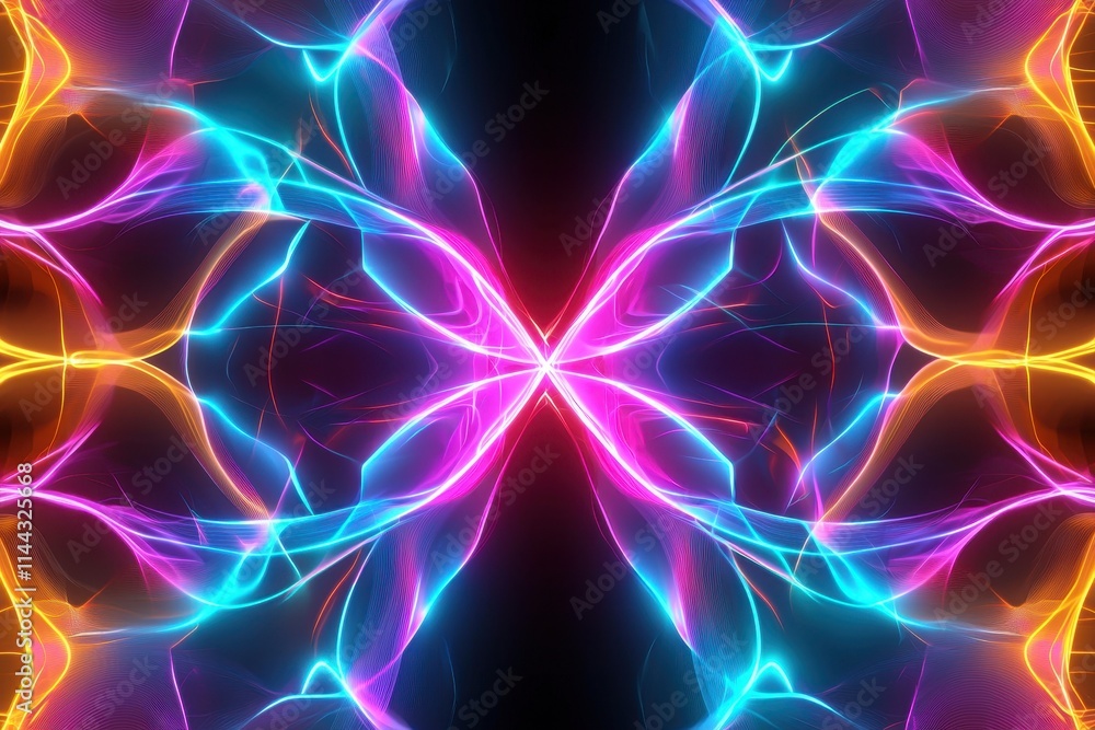 Poster Vibrant Neon Abstract Background with Colorful Light Patterns