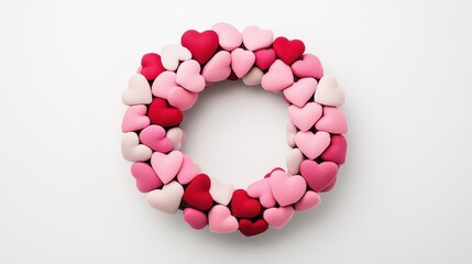 Obraz premium Valentine's Wreath: Pink & Red Hearts