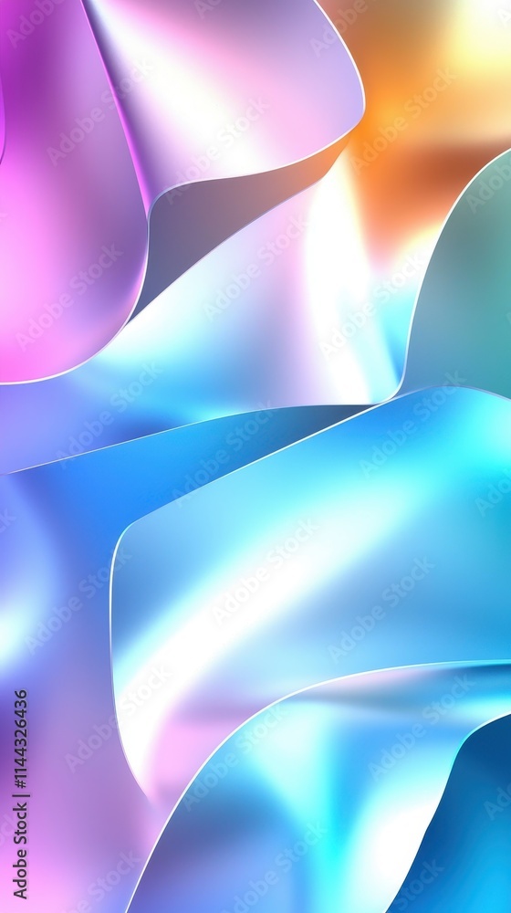 Aufkleber Colorful Abstract Waves with Soft Light Reflection and Flowing Shapes