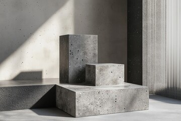 Concrete geometric podium for modern product presentation