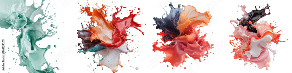 Poster abstract art with colorful fluid shapes expressing movement and energy in vibrant hues and dynamic f