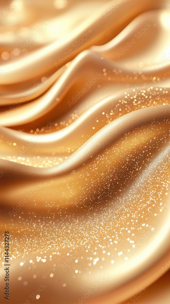 Poster shimmering gold fabric texture with gentle waves and sparkles