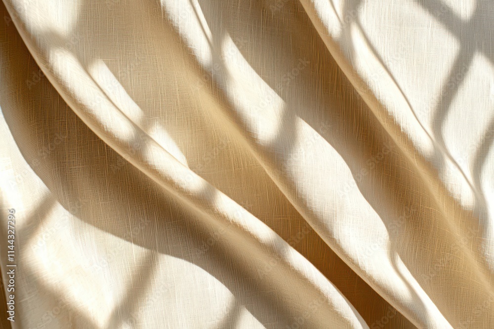 Poster soft fabric drapery with light and shadow play on textured surface