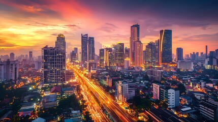 Fototapeta premium Aerial urban energy jakarta