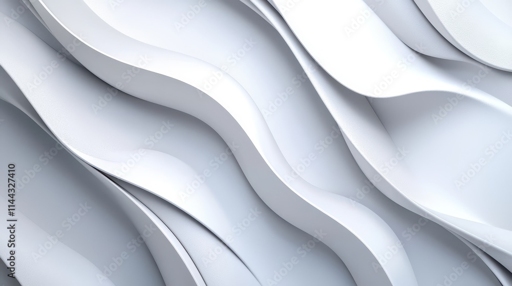 Poster Abstract Wavy Patterns in White Tones for Modern Design Projects