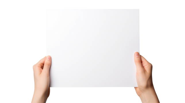 Hand holding blank book & hard cover mockup Isolated on transparent background, clippig path