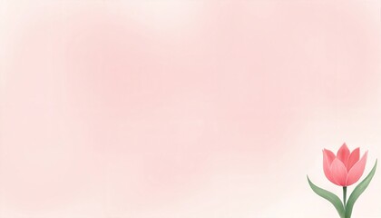 Fototapeta premium Single pink tulip on soft pink background with copy space