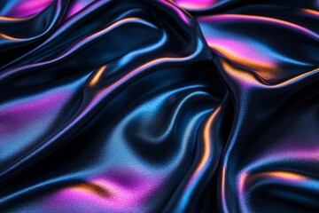 Obraz premium Luxurious dark fabric with iridescent highlights flows smoothly, creating an elegant backdrop
