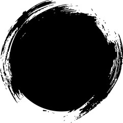 A stylized black circular brush stroke, ideal for creative design and artistic projects.